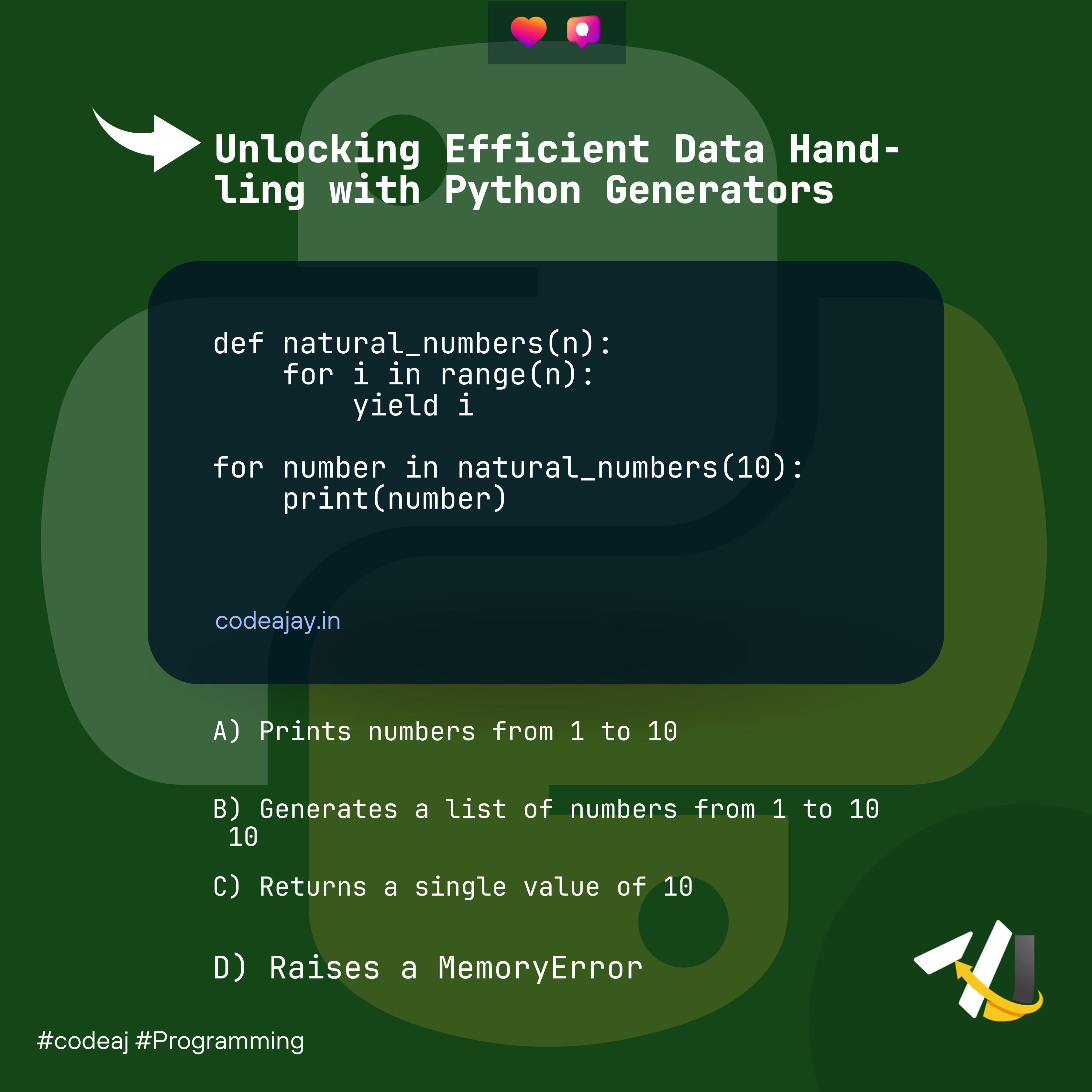 Unleashing the Power of Generators in Python: Memory-Efficient Iterations at Your Fingertips